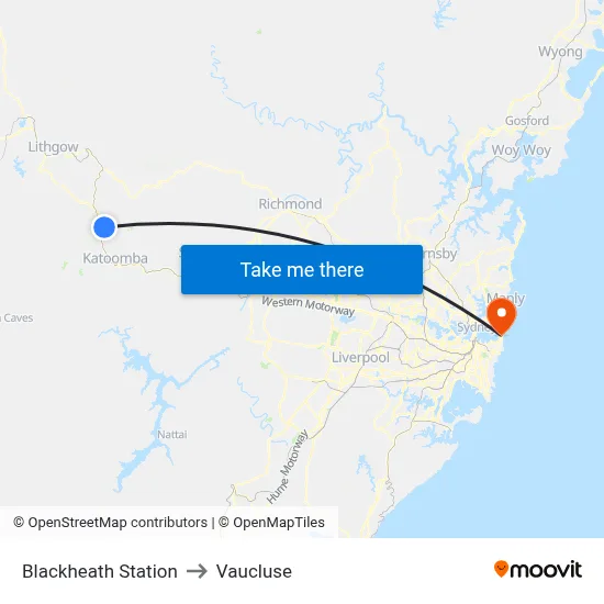 Blackheath Station to Vaucluse map