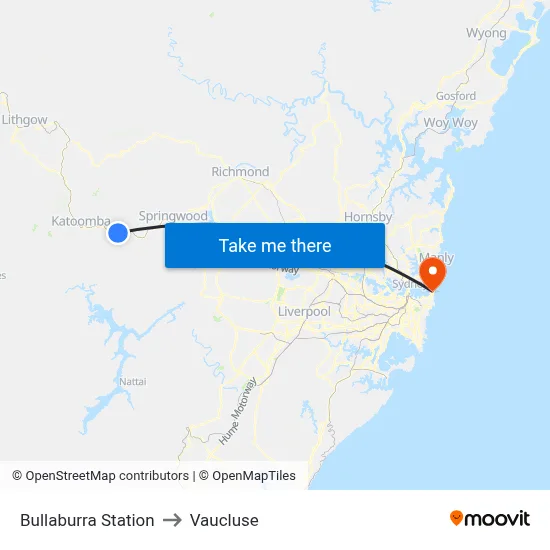 Bullaburra Station to Vaucluse map