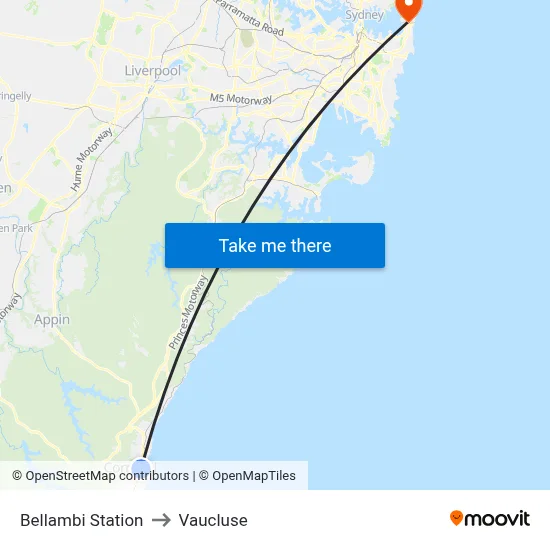Bellambi Station to Vaucluse map