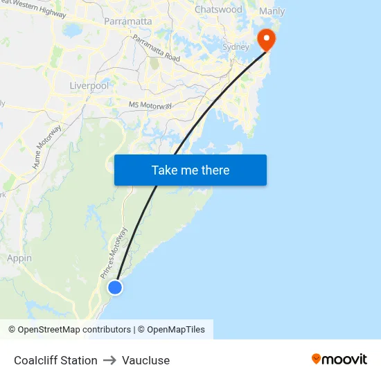 Coalcliff Station to Vaucluse map