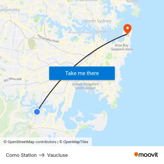 Como Station to Vaucluse map
