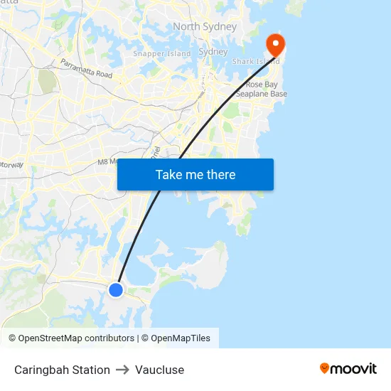 Caringbah Station to Vaucluse map