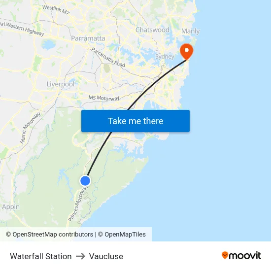 Waterfall Station to Vaucluse map