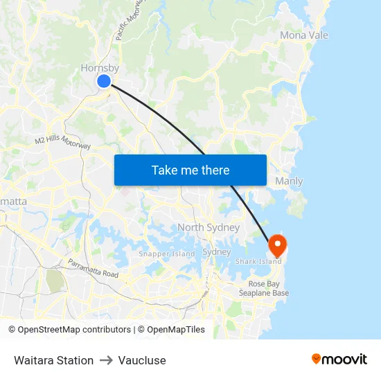 Waitara Station to Vaucluse map