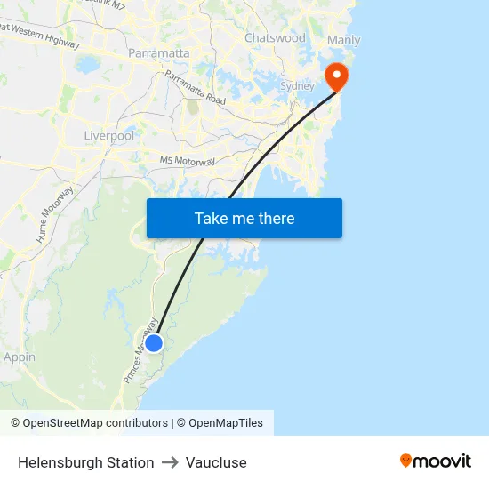 Helensburgh Station to Vaucluse map