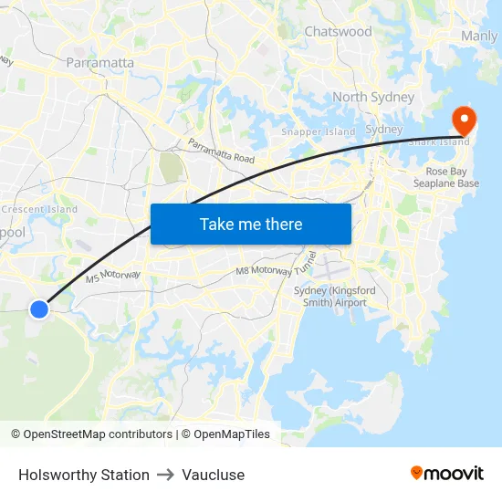 Holsworthy Station to Vaucluse map