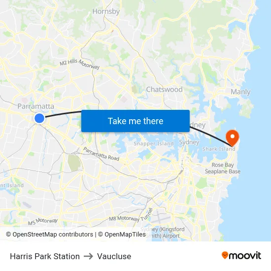 Harris Park Station to Vaucluse map