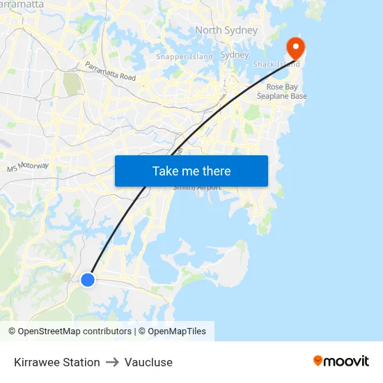 Kirrawee Station to Vaucluse map