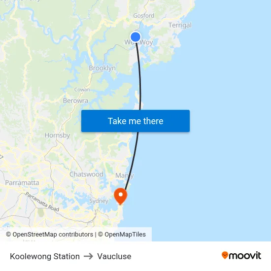 Koolewong Station to Vaucluse map