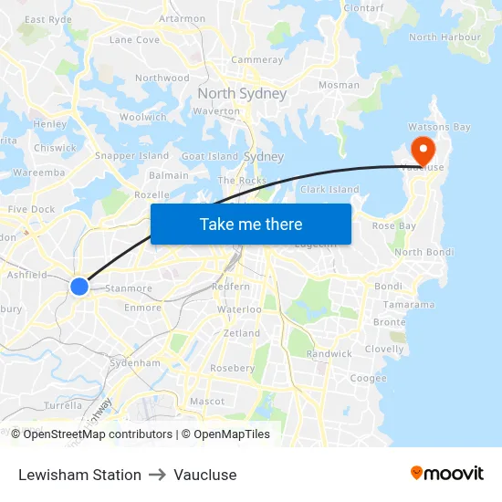 Lewisham Station to Vaucluse map