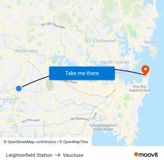Leightonfield Station to Vaucluse map