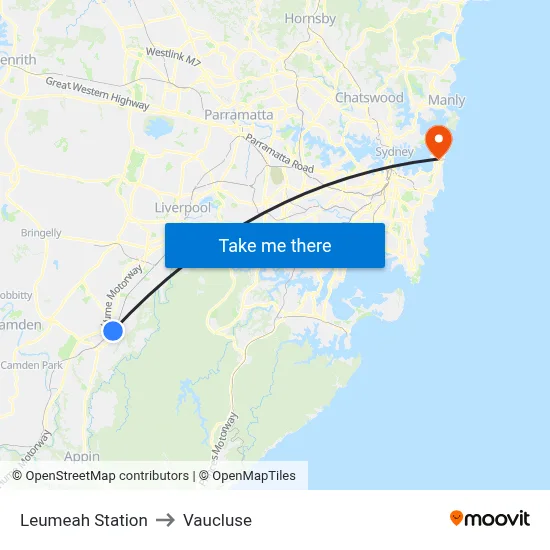 Leumeah Station to Vaucluse map