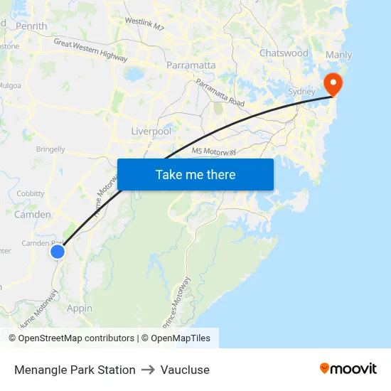 Menangle Park Station to Vaucluse map