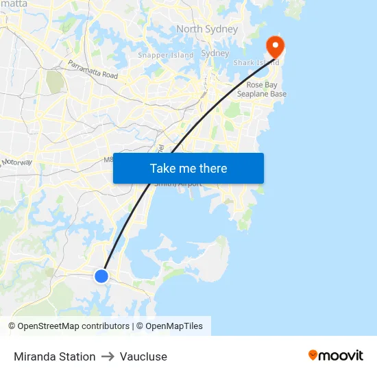 Miranda Station to Vaucluse map