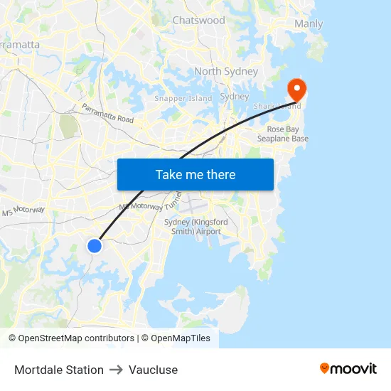 Mortdale Station to Vaucluse map