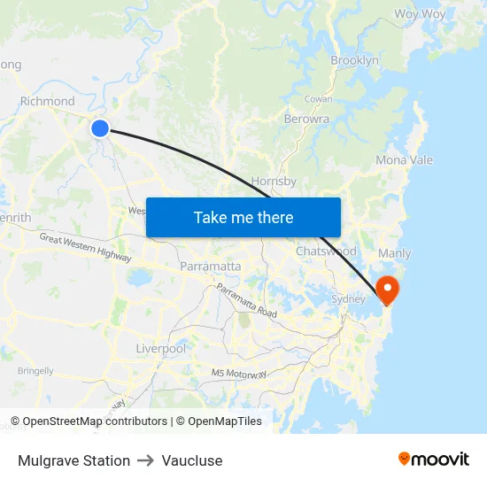 Mulgrave Station to Vaucluse map