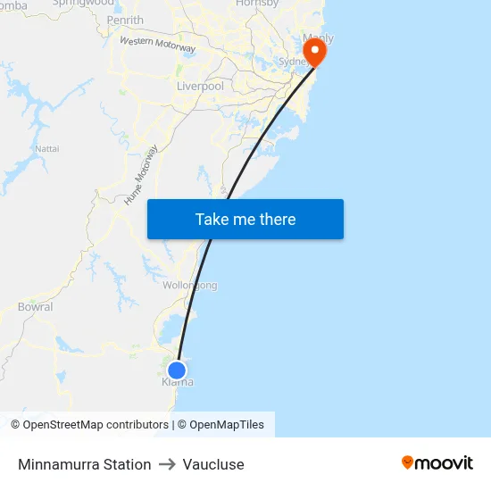 Minnamurra Station to Vaucluse map