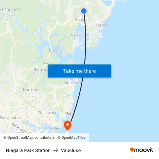 Niagara Park Station to Vaucluse map