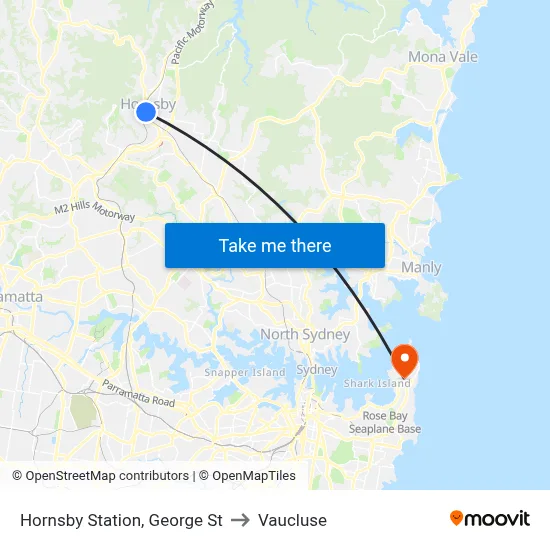Hornsby Station, George St to Vaucluse map