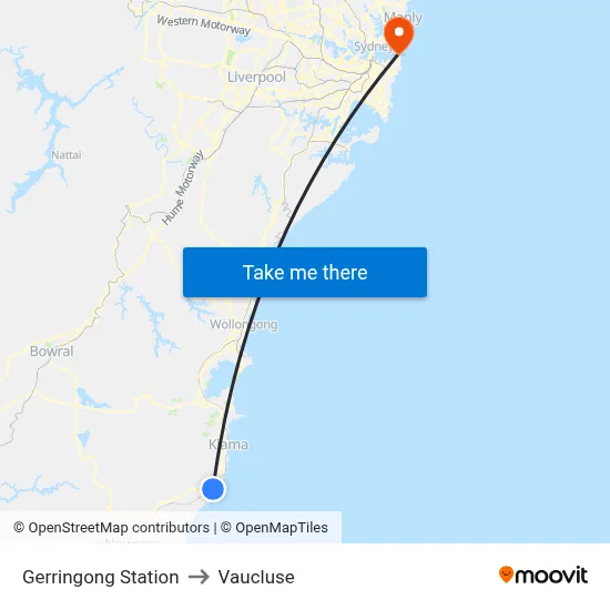 Gerringong Station to Vaucluse map