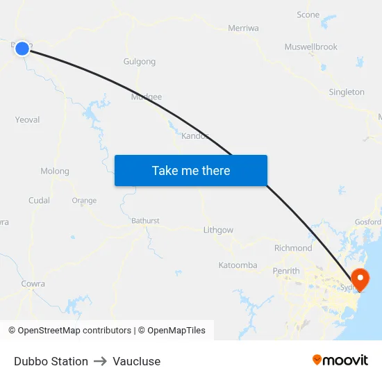 Dubbo Station to Vaucluse map