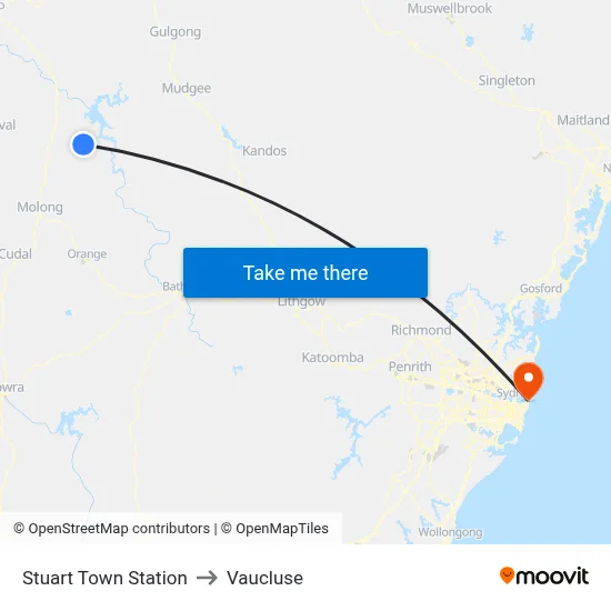 Stuart Town Station to Vaucluse map