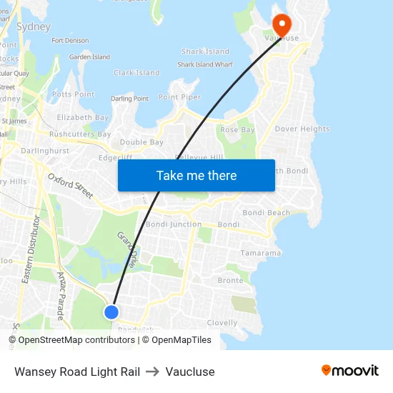 Wansey Road Light Rail to Vaucluse map