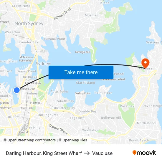 Darling Harbour, King Street Wharf to Vaucluse map