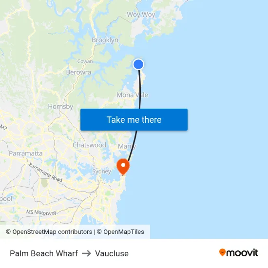 Palm Beach Wharf to Vaucluse map