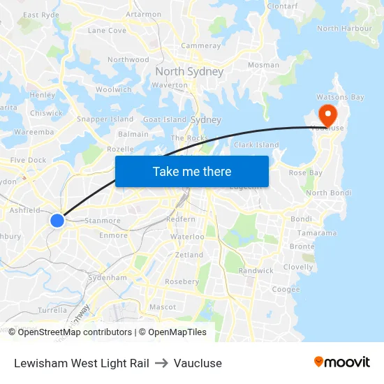 Lewisham West Light Rail to Vaucluse map