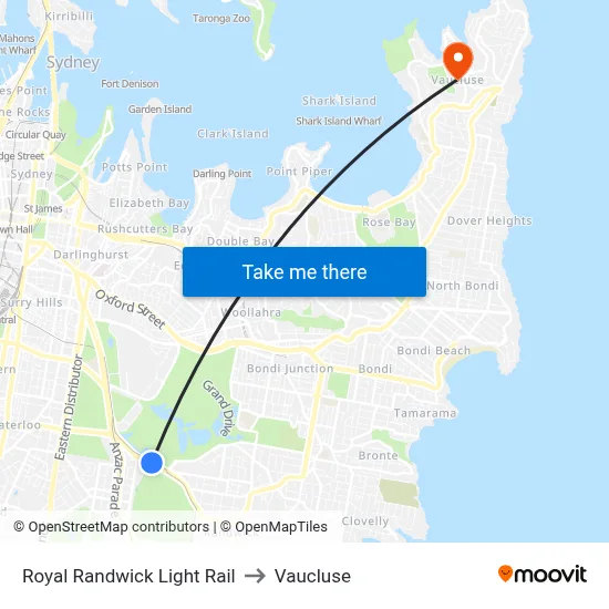 Royal Randwick Light Rail to Vaucluse map