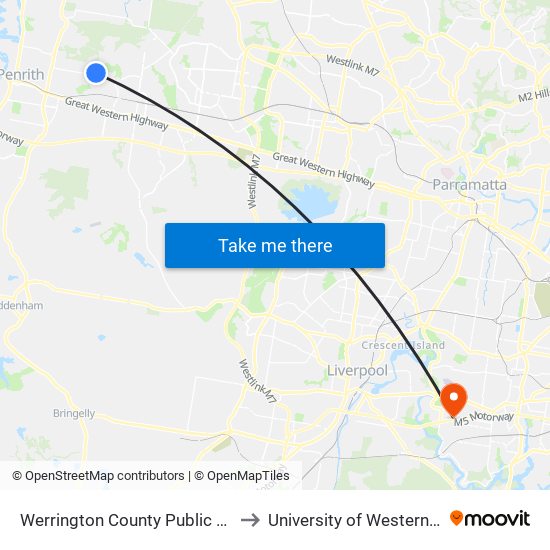 Werrington County Public School, John Batman Ave to University of Western Sydney - Bankstown map