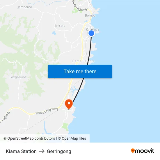 Kiama Station to Gerringong map