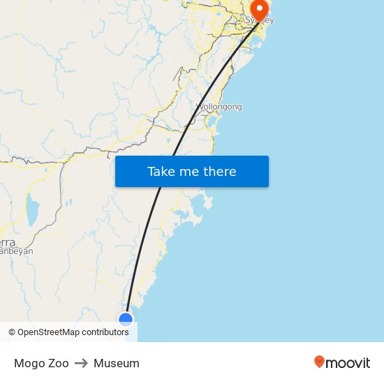 Mogo Zoo to Museum map