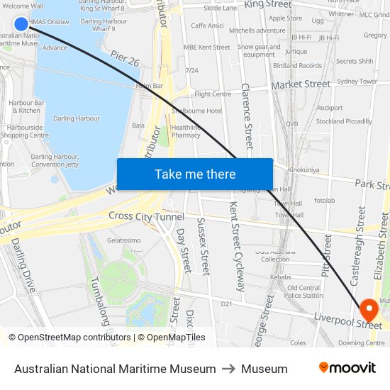Australian National Maritime Museum to Museum map