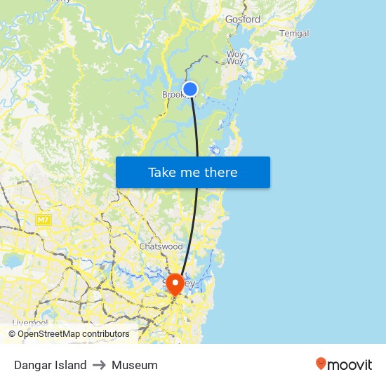 Dangar Island to Museum map