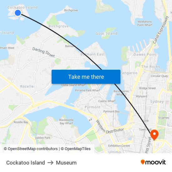 Cockatoo Island to Museum map