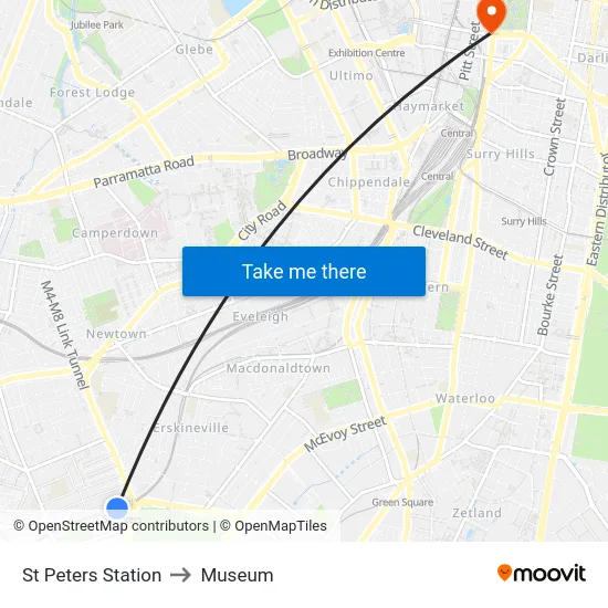 St Peters Station to Museum map
