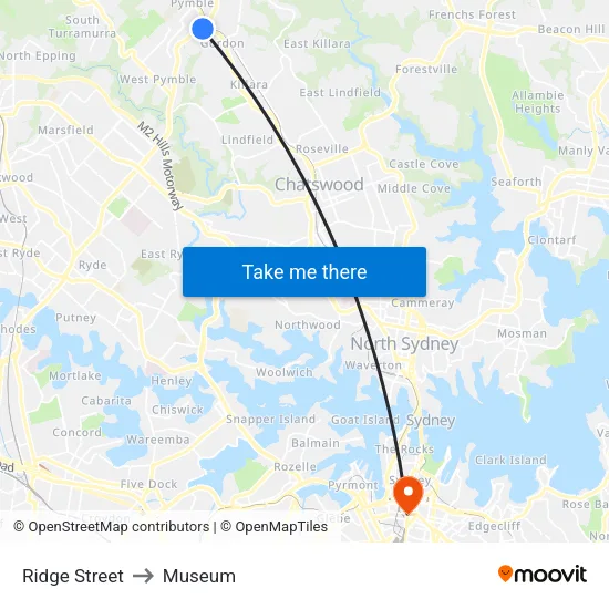 Ridge Street to Museum map