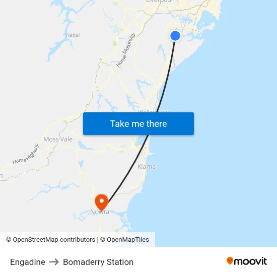 Engadine to Bomaderry Station map