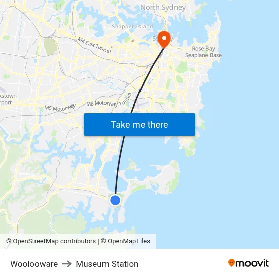 Woolooware to Museum Station map