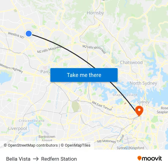 Bella Vista to Redfern Station map