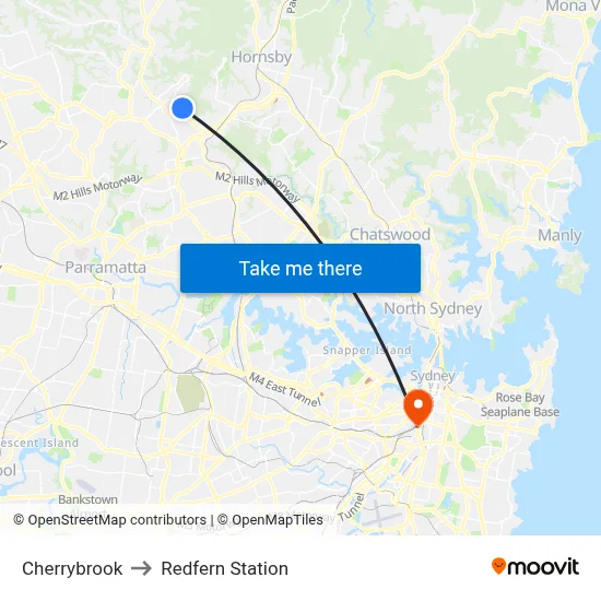 Cherrybrook to Redfern Station map