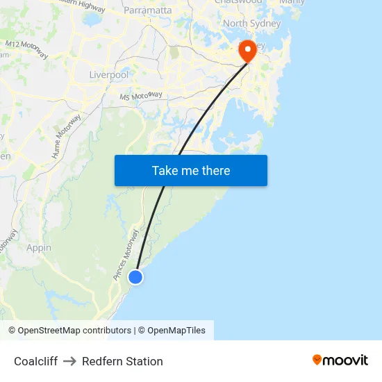 Coalcliff to Redfern Station map