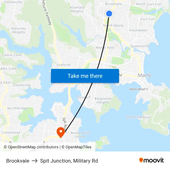 Brookvale to Spit Junction, Military Rd map