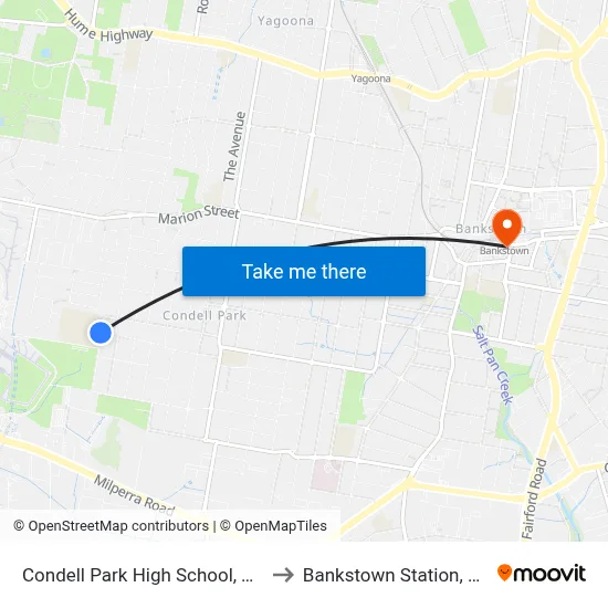 Condell Park High School, Third Ave to Bankstown Station, Stand F map