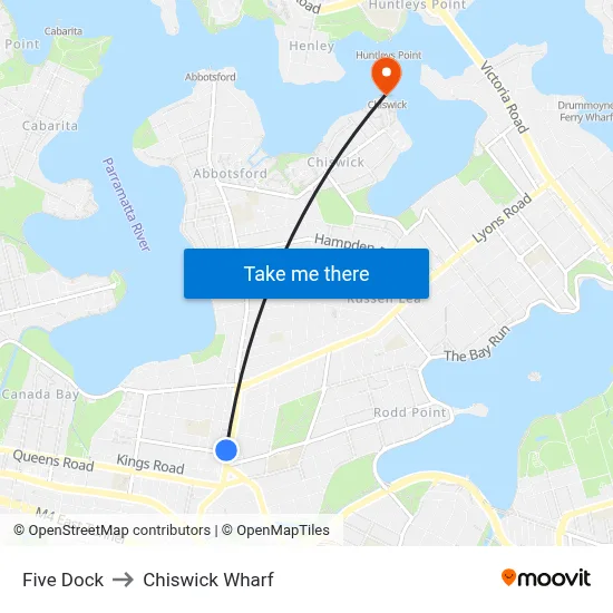 Five Dock to Chiswick Wharf map
