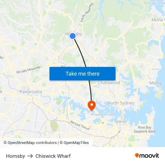 Hornsby to Chiswick Wharf map