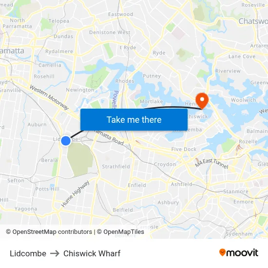 Lidcombe to Chiswick Wharf map