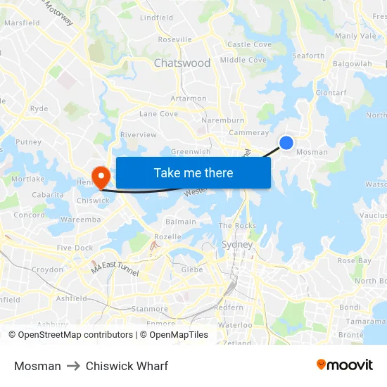 Mosman to Chiswick Wharf map